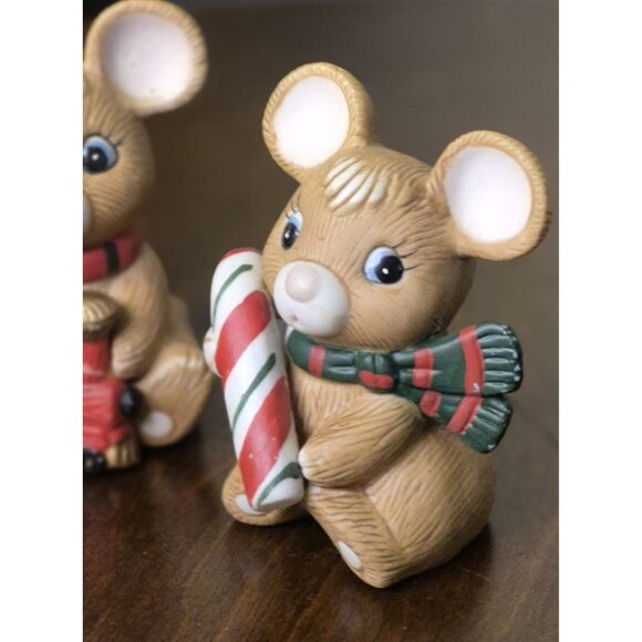 Vintage Set Of ( 3 ) Homco Christmas Mice Figurines Holiday Decor - Picture 6 of 7